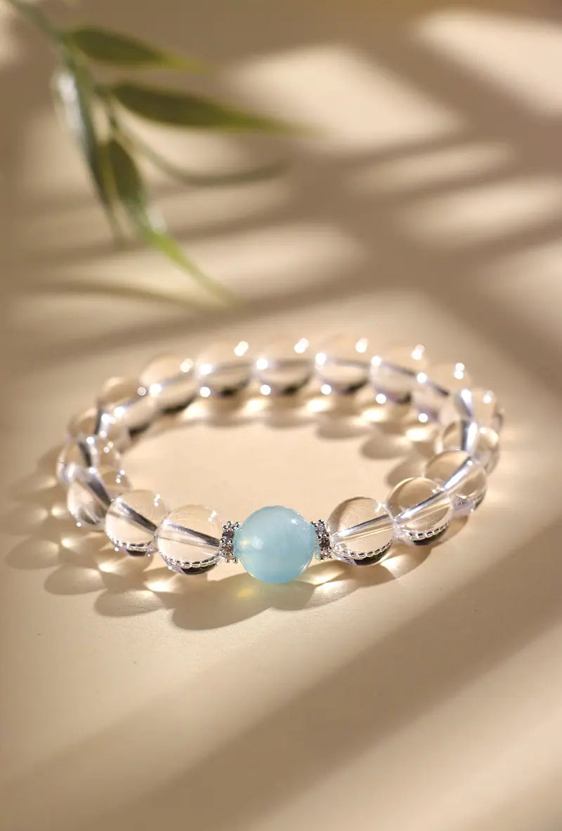 Natural Clear Quartz Zodiac Bracelet