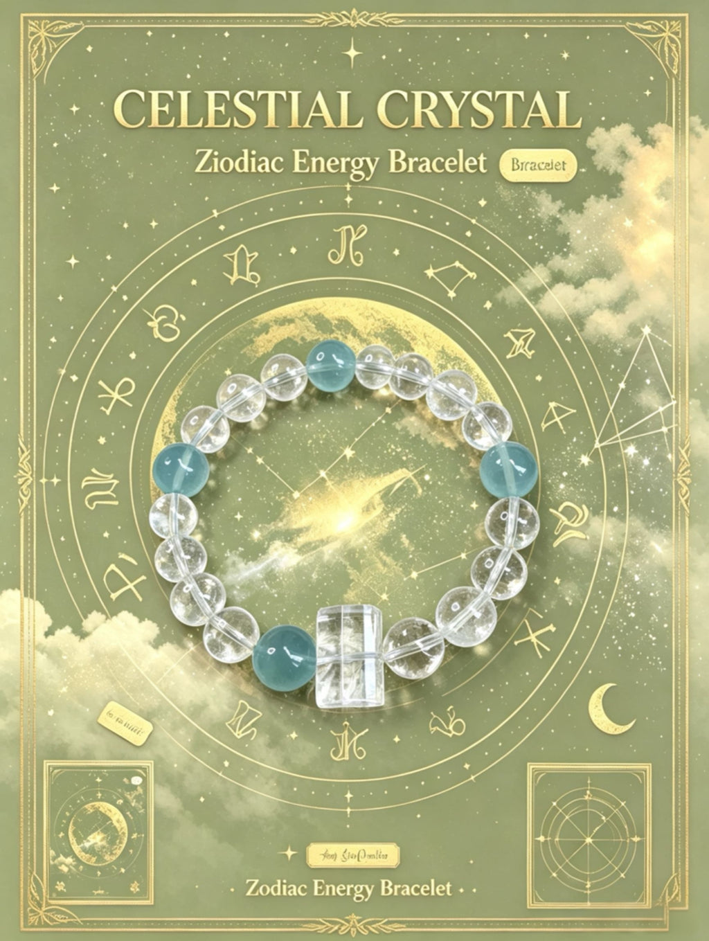 Zodiac Gift Blue Aquamarine Crystal Bead Bracelet