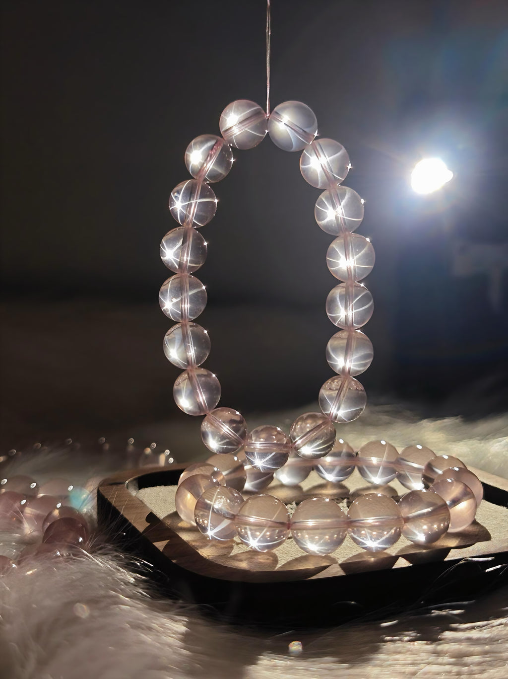 Star Rose Quartz Beaded Bracelet from Mozambique | Healing Crystal for Taurus & Libra