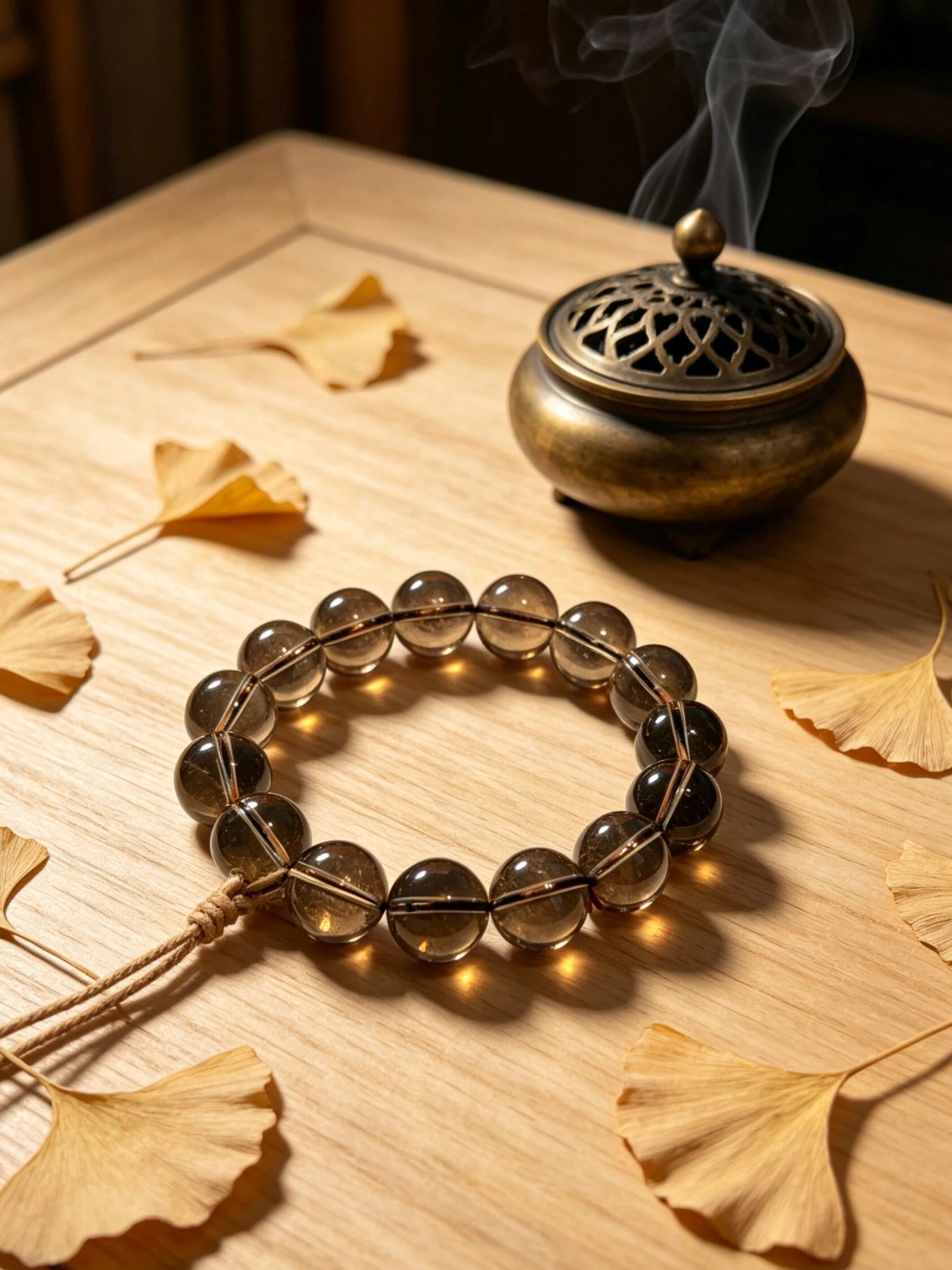 Natural Smoky Quartz Bracelet | Protection Grounding Crystal Bracelet