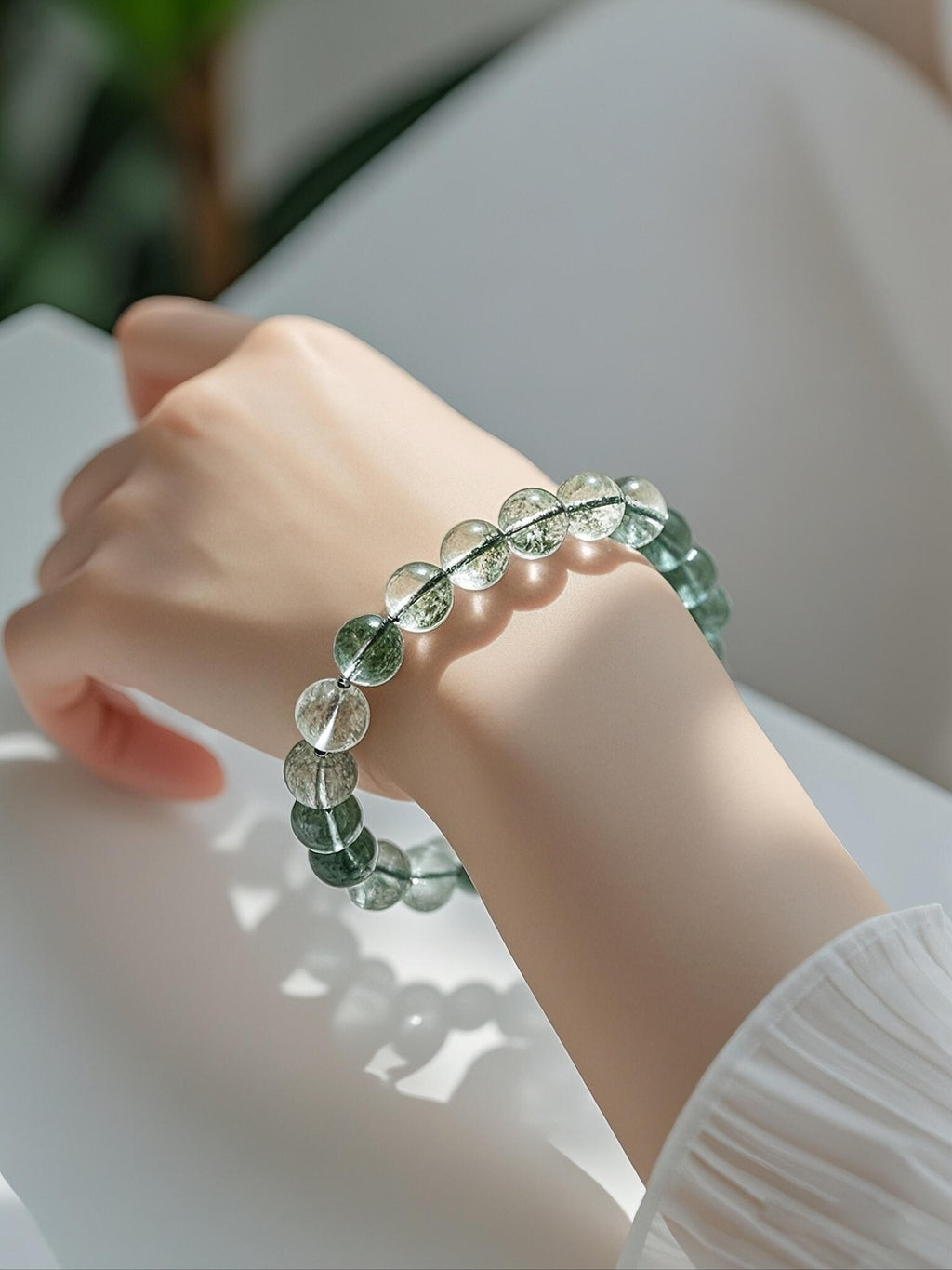 Natural Green Phantom Quartz Bracelet | Abundance Wealth Crystal Bracelet