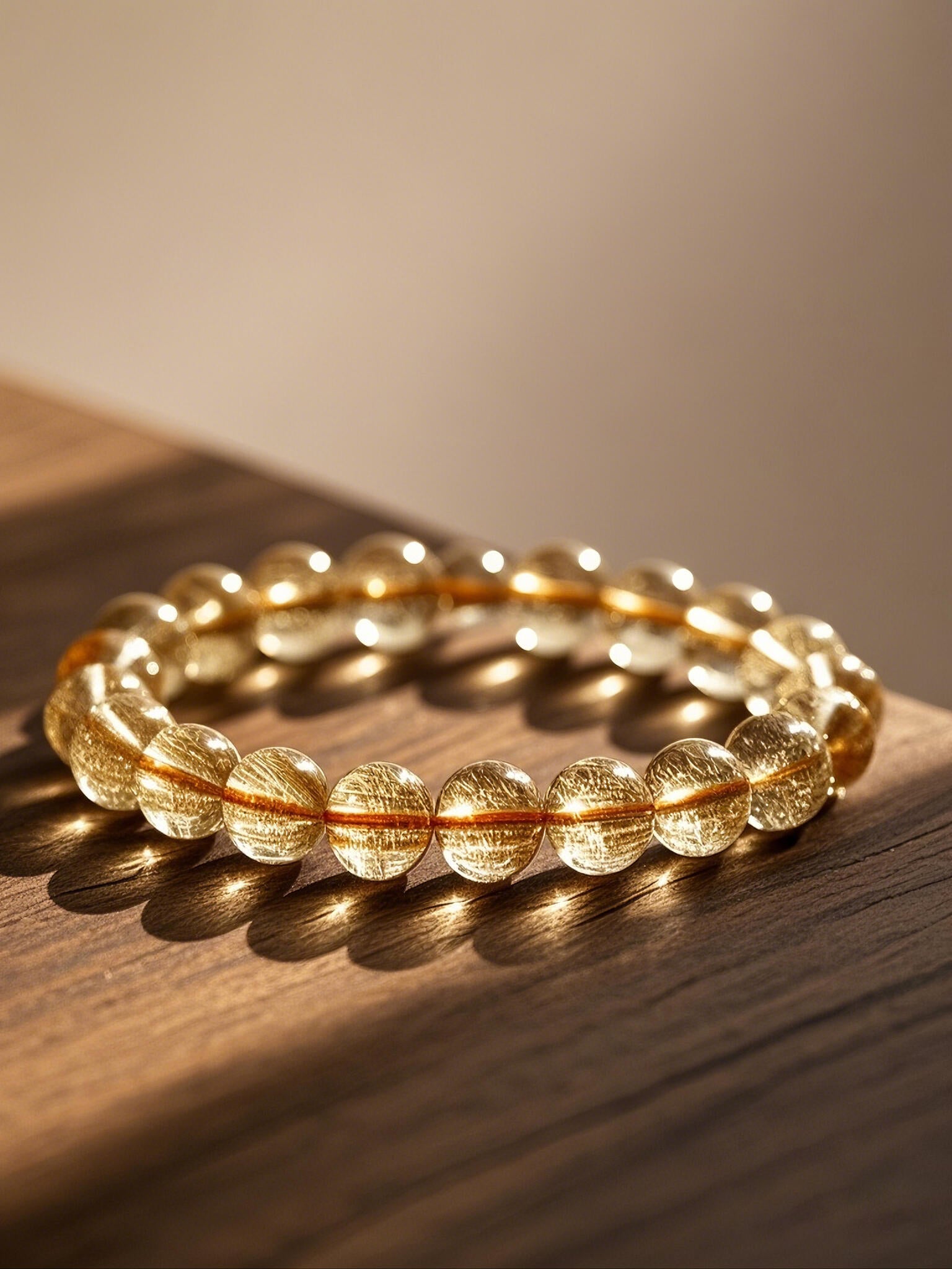 Golden Rutilated Quartz Bracelet | Wealth & Positive Energy Crystal Bracelet