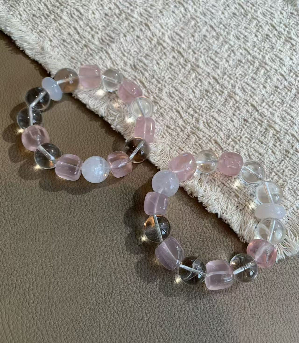 Celestial Zodiac Crystal Bracelet | Rose Quartz & Clear Quartz Healing Bracelet
