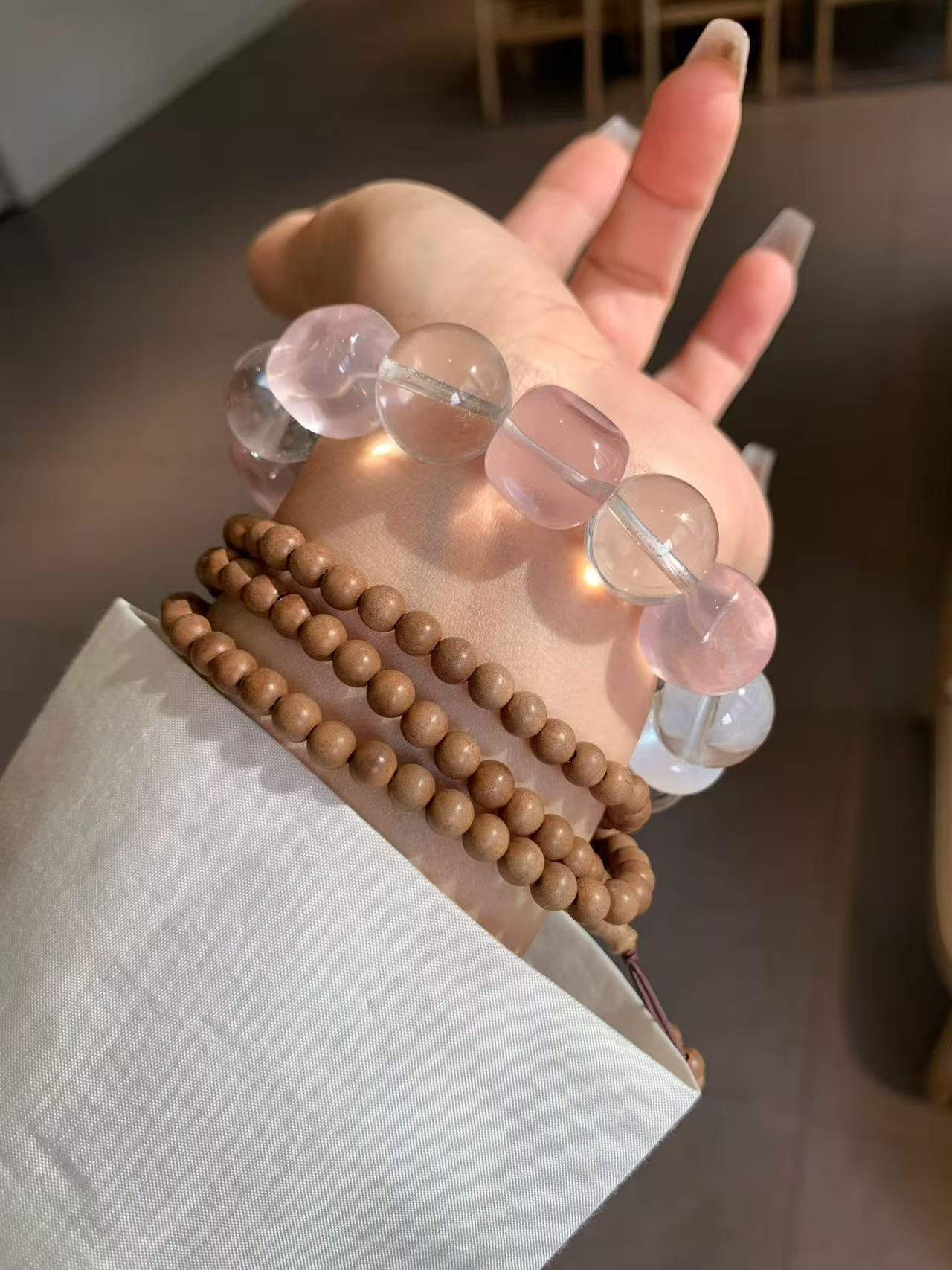 Celestial Zodiac Crystal Bracelet | Rose Quartz & Clear Quartz Healing Bracelet