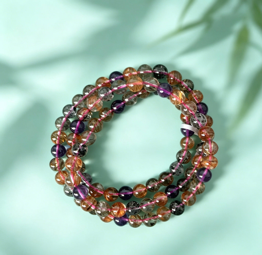 Natural Super Seven Zodiac Beaded Bracelet