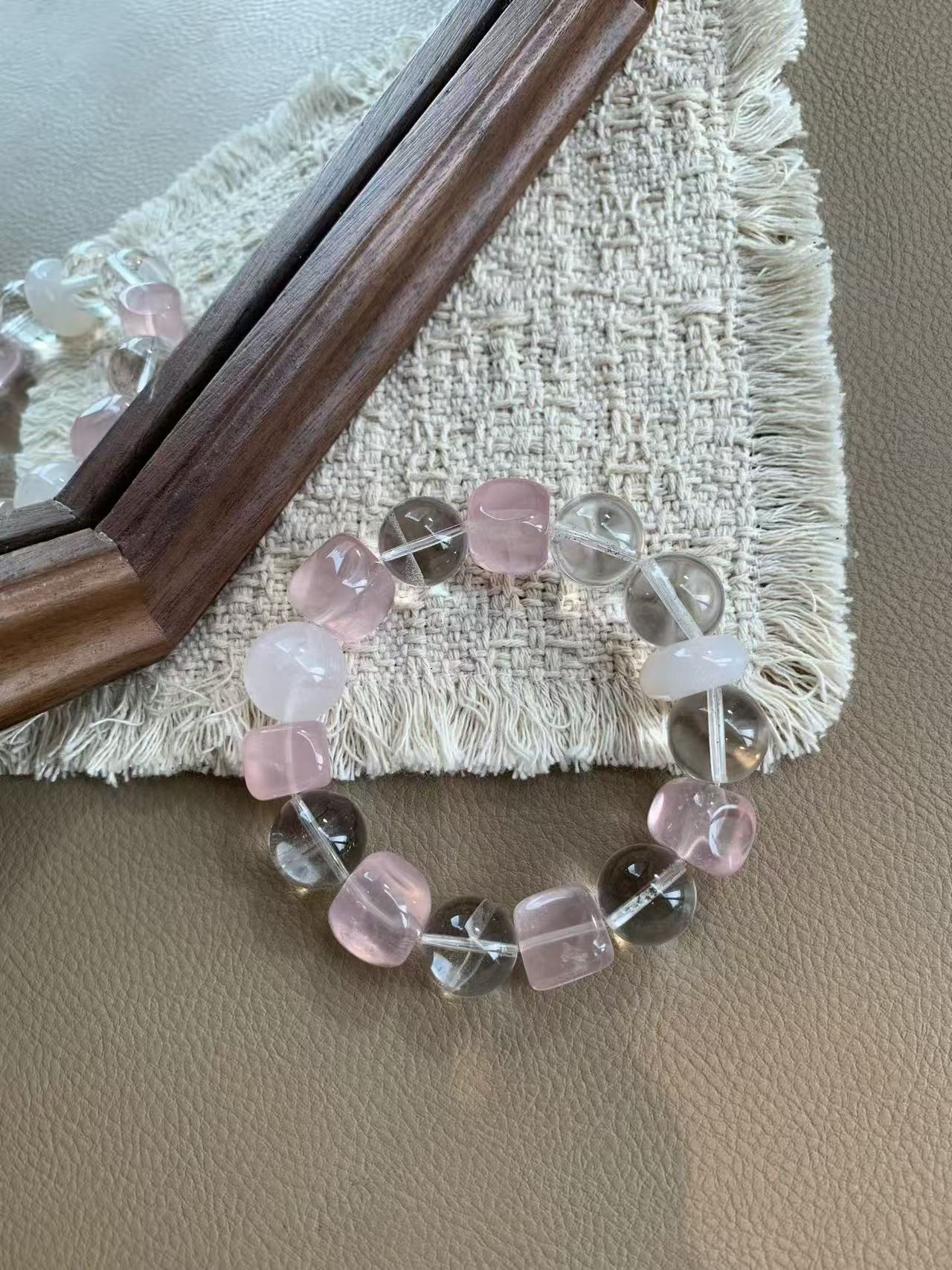 Celestial Zodiac Crystal Bracelet | Rose Quartz & Clear Quartz Healing Bracelet