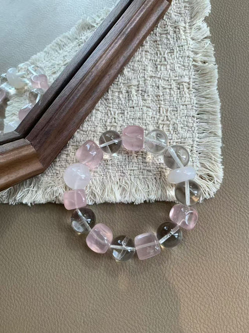 Celestial Zodiac Crystal Bracelet | Rose Quartz & Clear Quartz Healing Bracelet