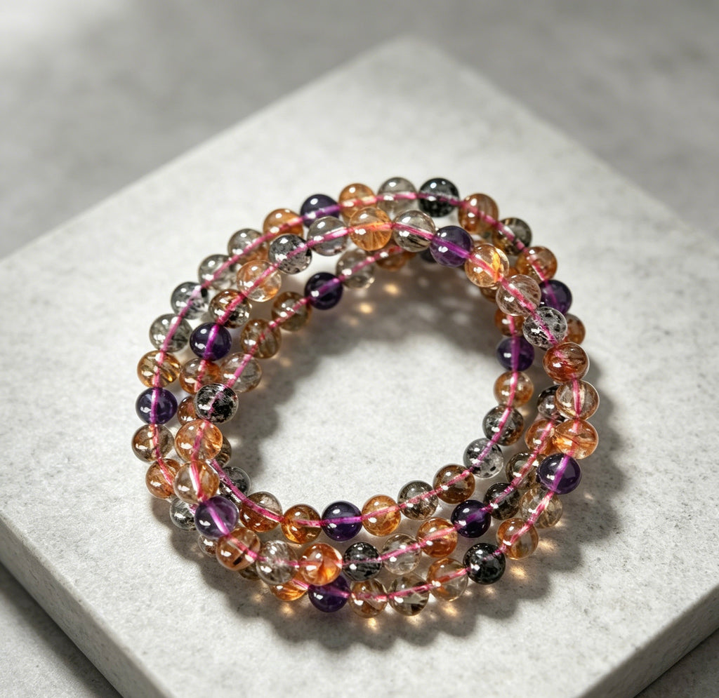 Natural Super Seven Zodiac Beaded Bracelet