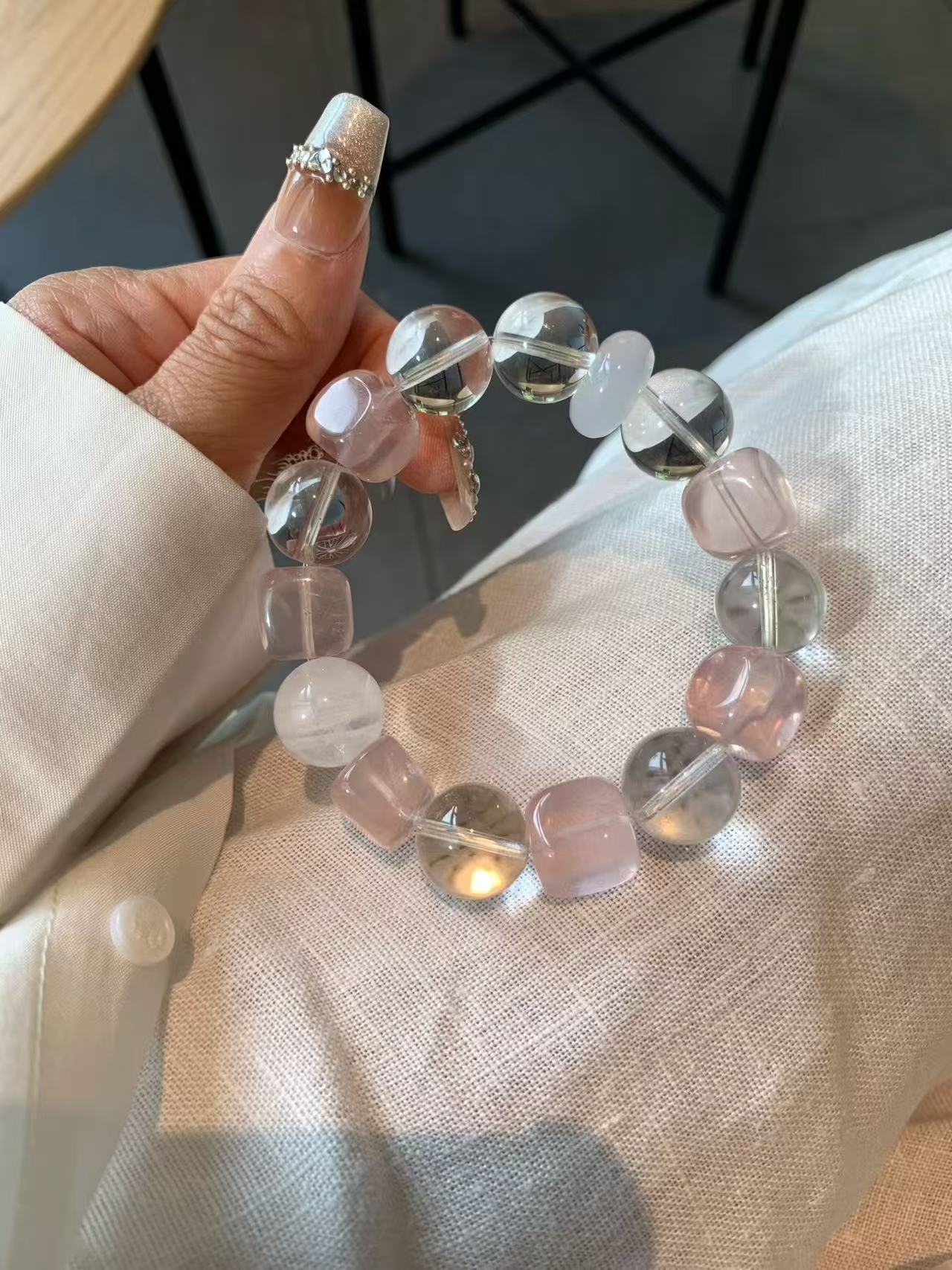 Celestial Zodiac Crystal Bracelet | Rose Quartz & Clear Quartz Healing Bracelet