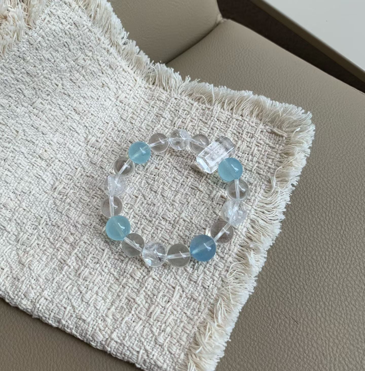 Zodiac Gift Blue Aquamarine Crystal Bead Bracelet