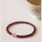 Natural Garnet Beaded Bracelet for Women