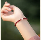 Natural Garnet Beaded Bracelet for Women