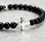 Black Obsidian Cross Beaded Bracelet