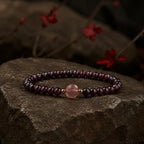 Natural Garnet Beaded Bracelet for Women