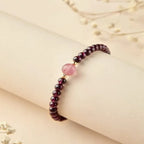 Natural Garnet Beaded Bracelet for Women